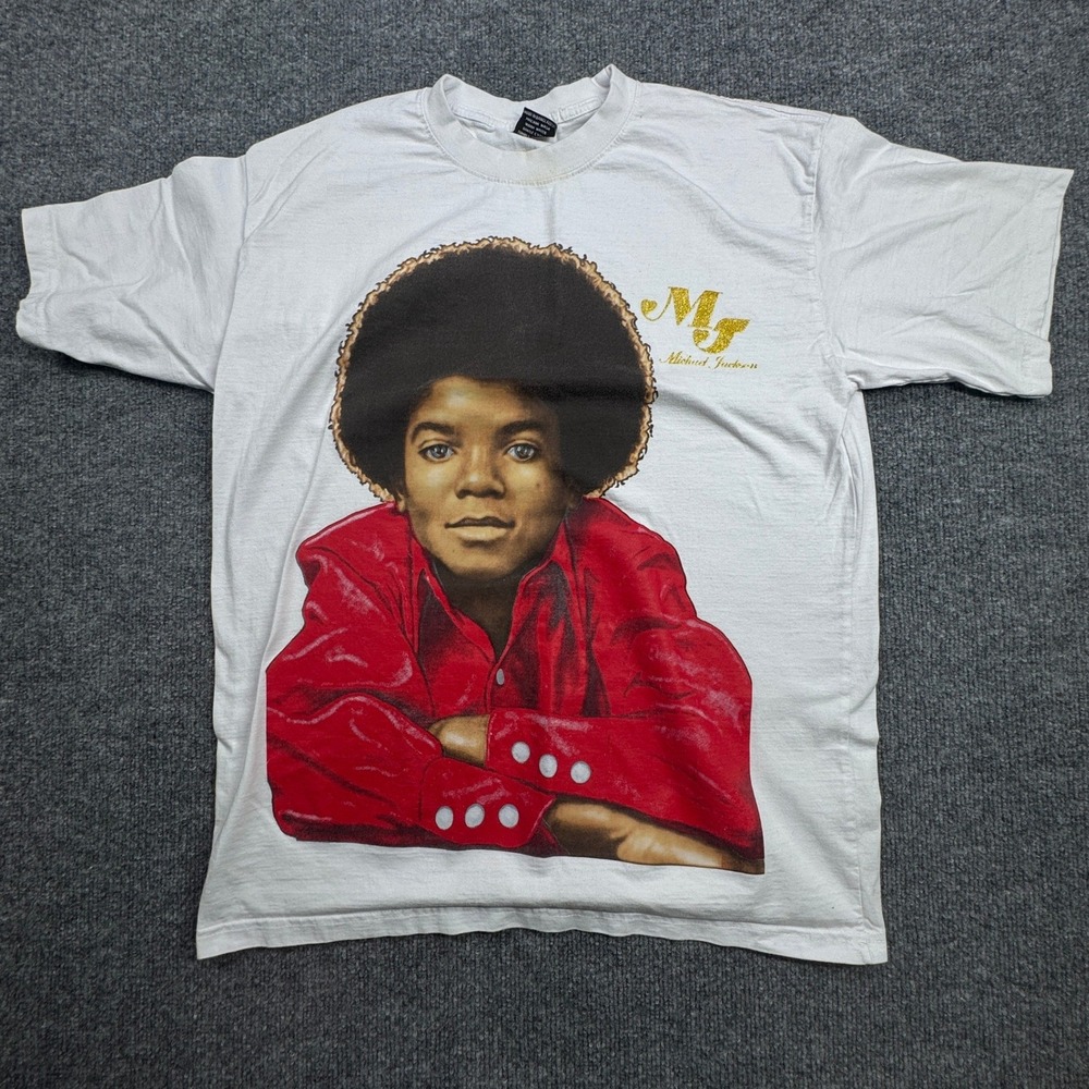 JB Michael Jackson Graphic Tee Mens M White MJ King Of Pop Music Shirt